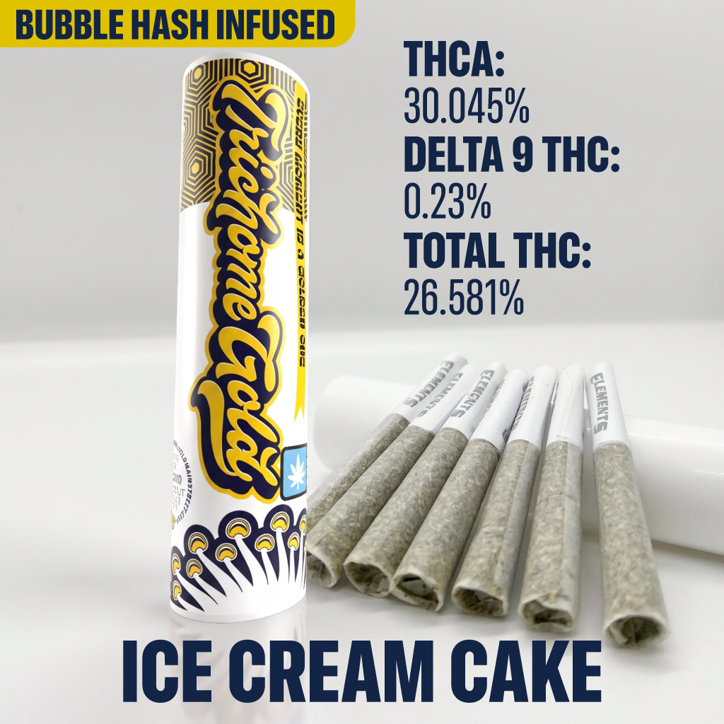 Ice Cream Cake 25% Bubble Hash Infused Pre-Roll (0.5g each) 7 Pack
