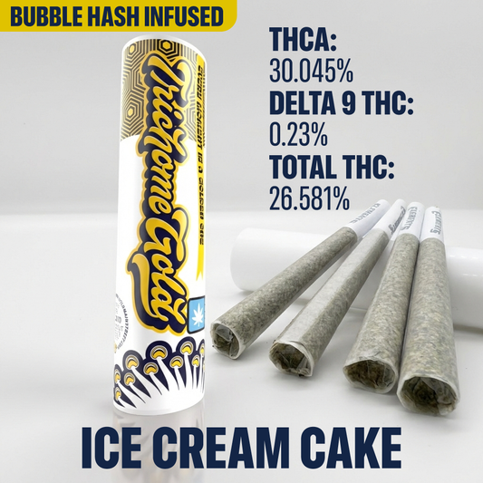 Ice Cream Cake 1g 25% Bubble Hash Infused Pre-Roll 4 Pack